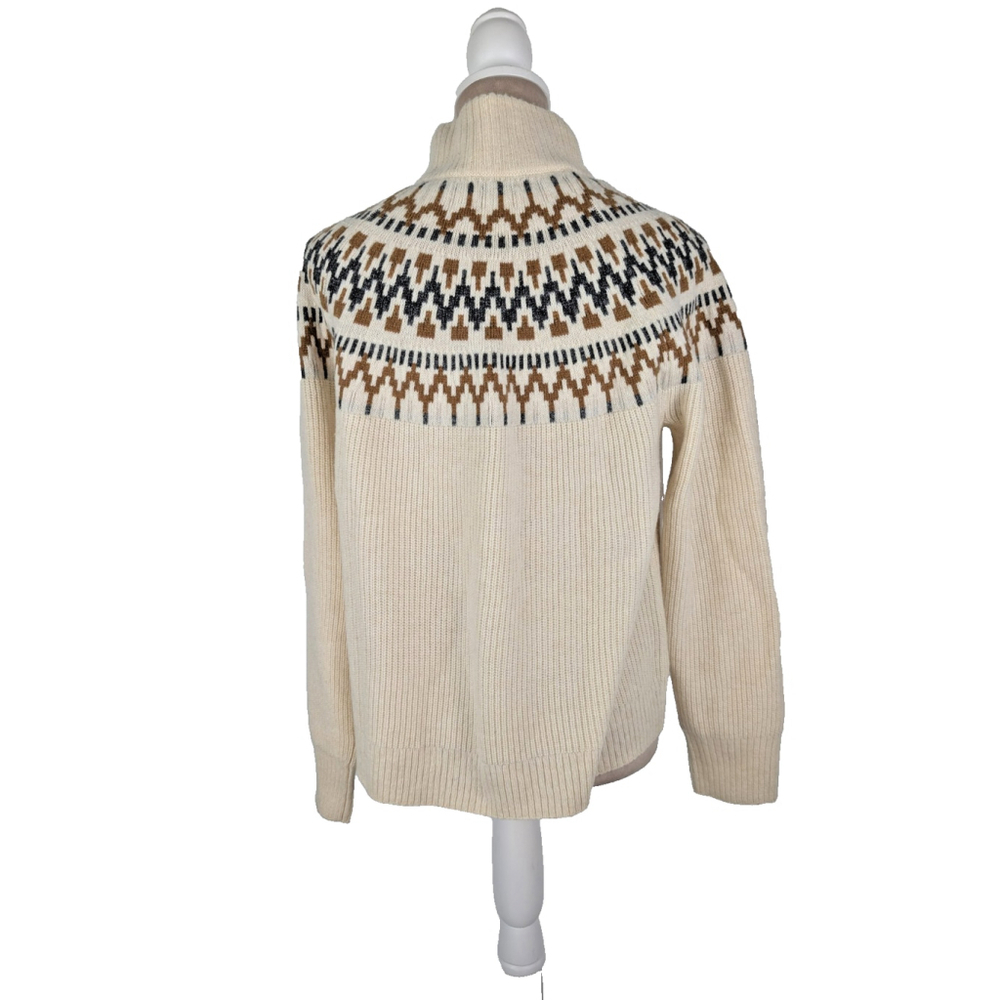 NWT J. Crew Fair Isle Mockneck Pullover Sweater Cream Lambswool Classic Preppy - Picture 4 of 11